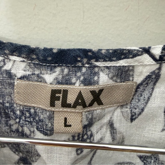 Flax 100% Linen Sleeveless Tank Black & White Floral Shirt Size Large 71 - Picture 3 of 7